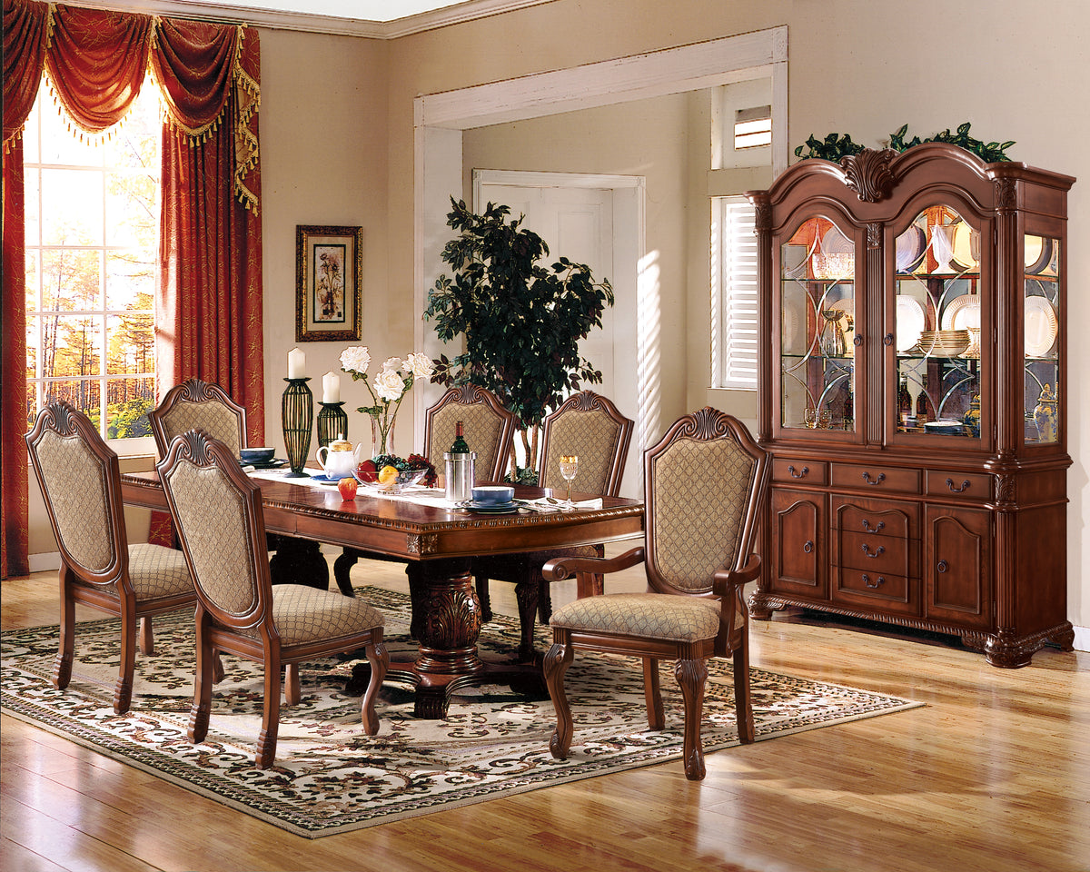 Chateau De Ville 88" Kitchen Hutch with Buffet, 2 Glass Shelves, Cherry, 62" L X 21" W X 88" H