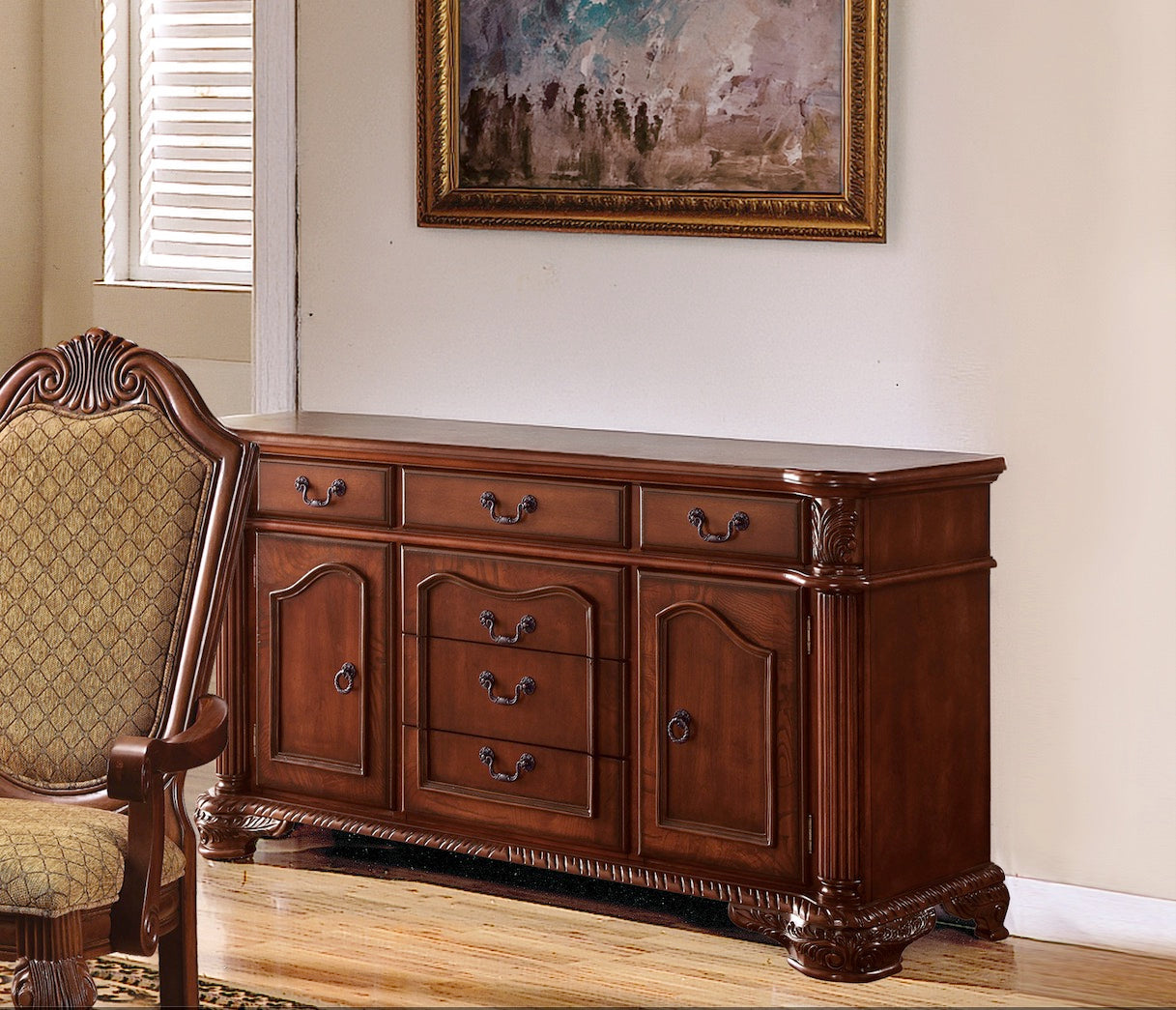 Chateau De Ville 10-Piece Dining Set Include 1 Dining Extension Table, 6 Side Chairs, 2 Arm Chairs and 1 Server