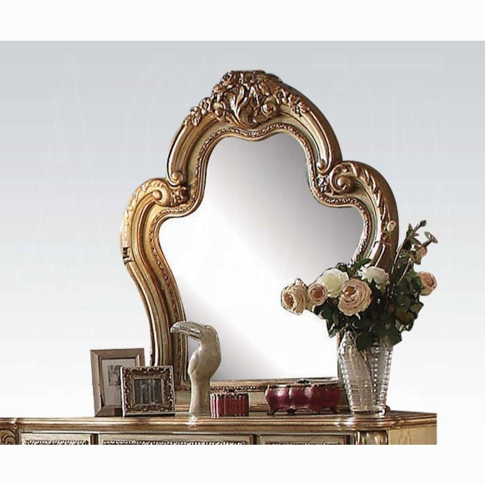 Dresden 6 Piece Luxury Solid Wood Bedroom Set Includes Bed, Dresser, Chest, 2 x Nightstand and Mirror, Boxspring Required