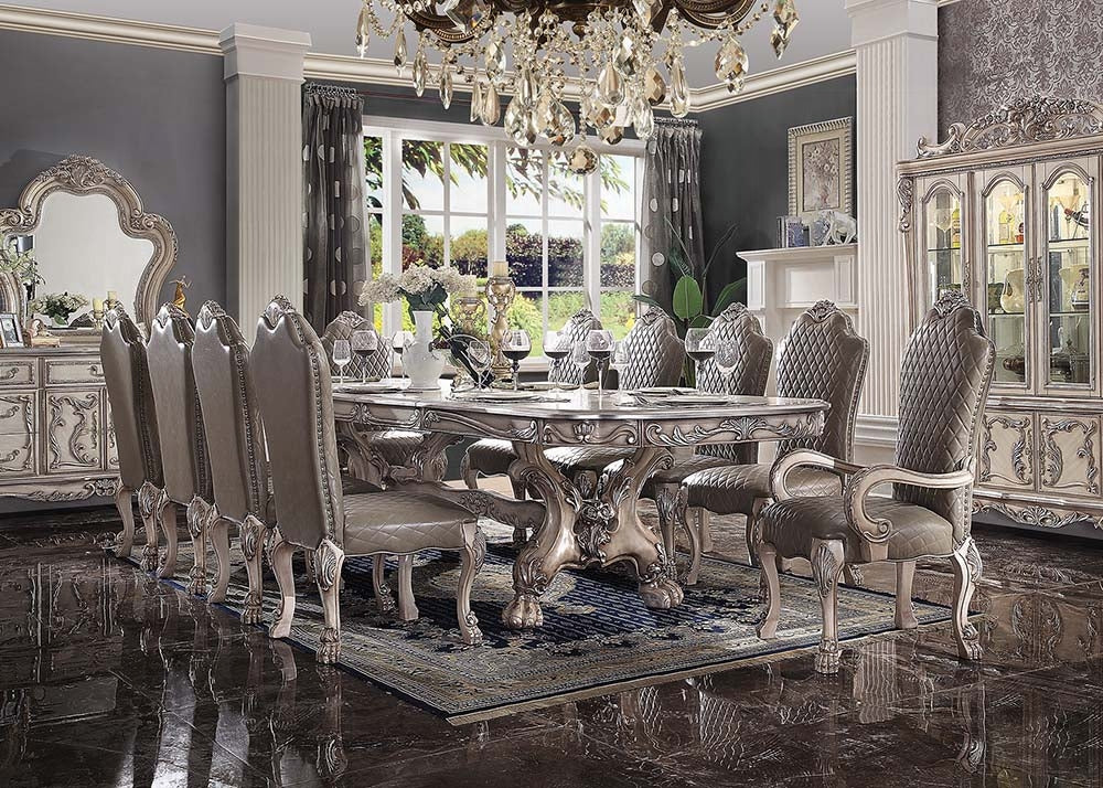 Dresden 11-Piece Luxurious Formal Dining Table Set Kitchen Furniture Set Include 1 Extendable Dining Table, 8 Side Chairs and 2 Arm Chairs, Set for 10 Persons