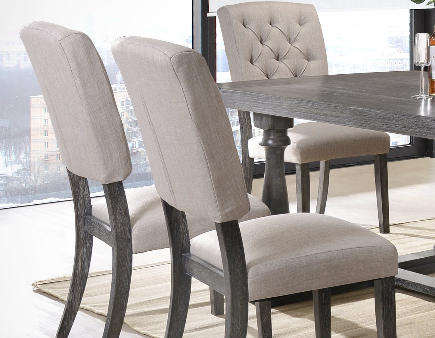 Bernard 7-ps Casual Dining Table Set Include 1 Dining Table, 6 Side Chairs, 6 -Person Dining Set
