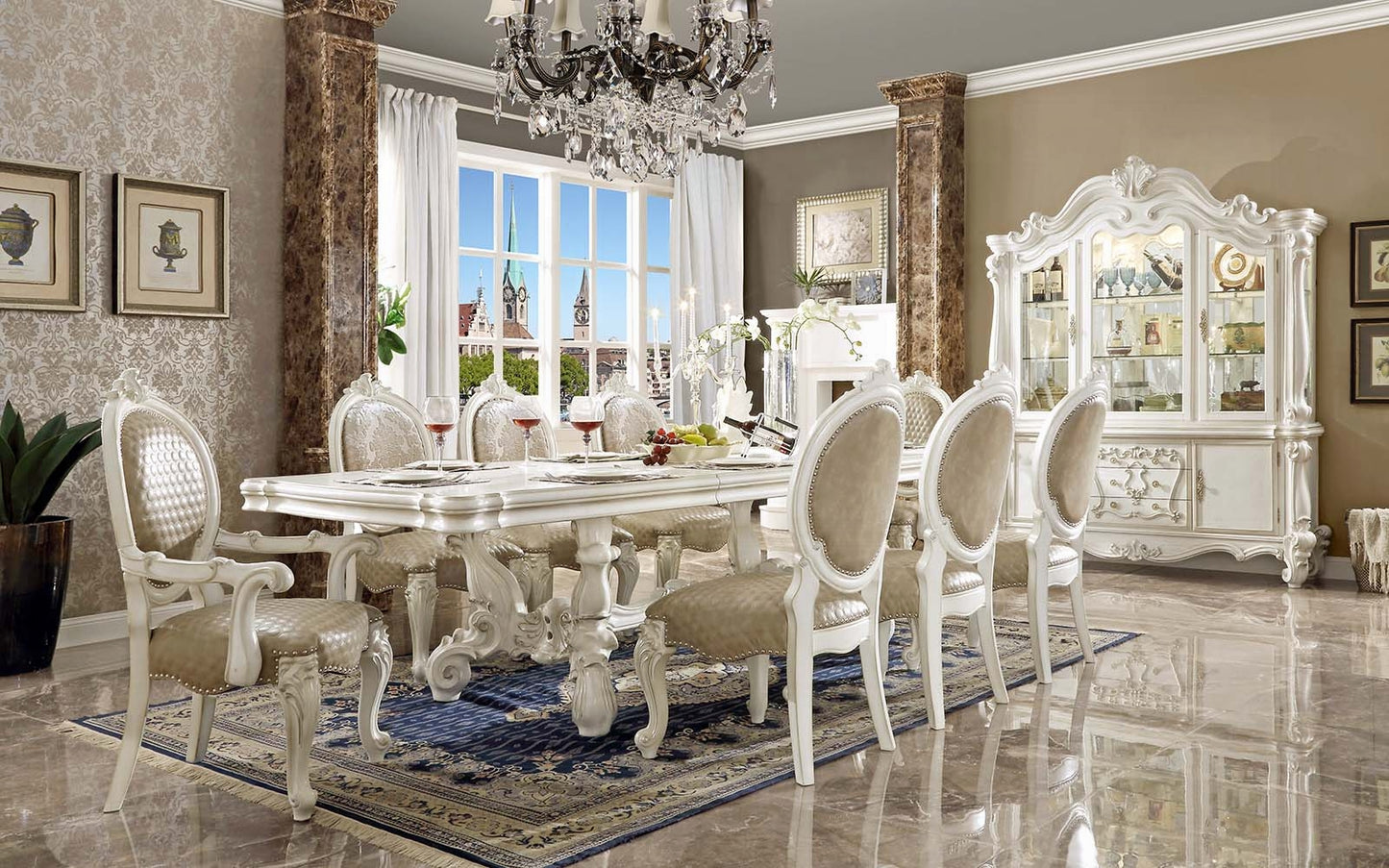 Versailles Buffet & Hutch, Bone White, 61134