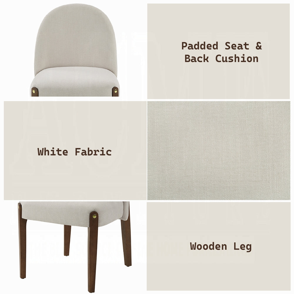 Gamarya 7-Piece Modern Dining Set with 87" Oval Pedestal Table and 6 Beige Chenille Upholstered Chairs, Walnut Finish - Assembly Required