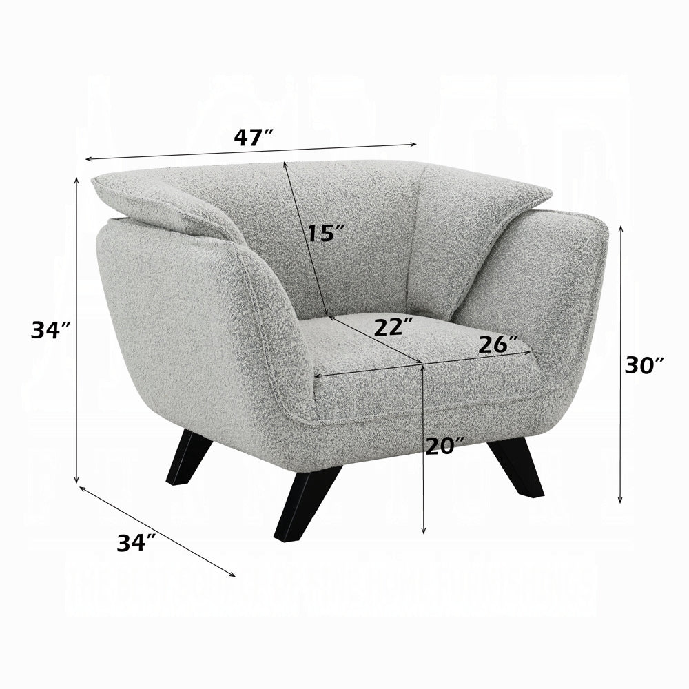 Nayeli 4-Piece Living Room Set Include Sofa, Loveseat, Chair and Coffee Table, Light Gray Boucle
