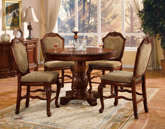 ACME Chateau de Ville 5-Piece Counter Height Dining Set, 1 Table and 4 Chairs, Cherry Finish