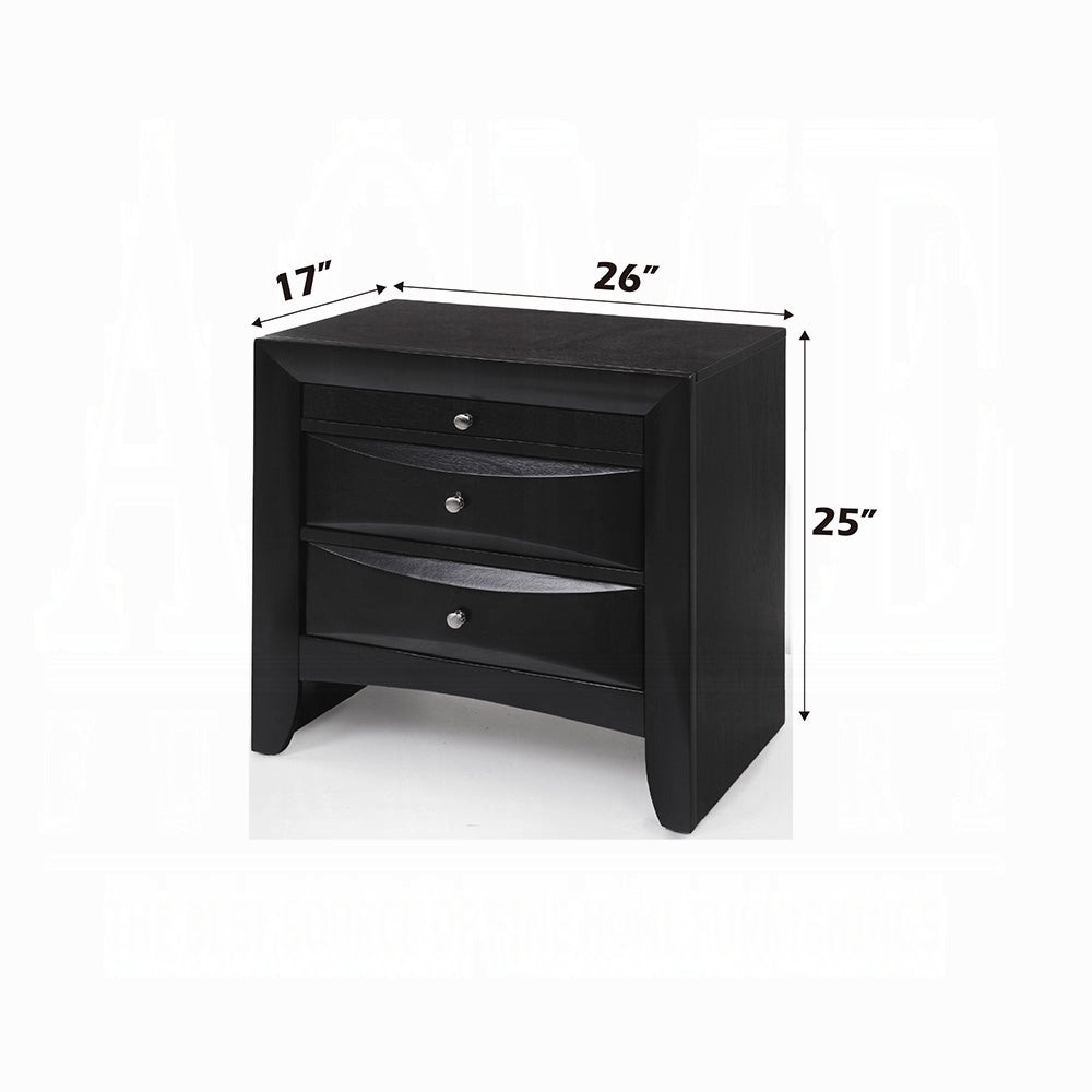 Ireland Solid Wood 5-Piece Bedroom Set Bed Frame, Dresser, Chest, Nightstand and Mirror, Box Spring Not Required, Black