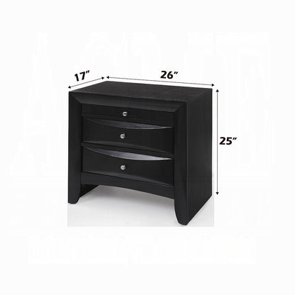 Ireland Solid Wood 5-Piece Bedroom Set Bed Frame, Dresser, Chest, Nightstand and Mirror, Box Spring Not Required, Black