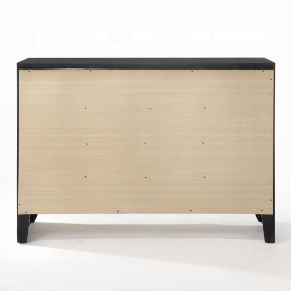 Ireland Solid Wood 5-Piece Bedroom Set Bed Frame, Dresser, Chest, Nightstand and Mirror, Box Spring Not Required, Black