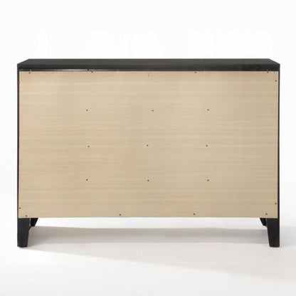 Ireland Solid Wood 5-Piece Bedroom Set Bed Frame, Dresser, Chest, Nightstand and Mirror, Box Spring Not Required, Black