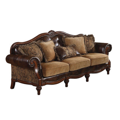 Dreena Collection 2-Piece Traditional/Rustic Brown Living Room Set: Sofa and Loveseat; White Glove Delivery