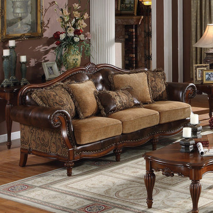 Dreena Collection 2-Piece Traditional/Rustic Brown Living Room Set: Sofa and Loveseat; White Glove Delivery
