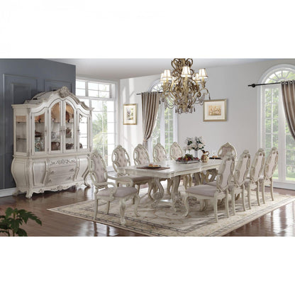 Rectangular 12 Pcs Luxurious Formal Dining Set Include 1 Extendable Dining Table, 8 Side Chairs, 2 Arm Chairs and Buffet & Hutch