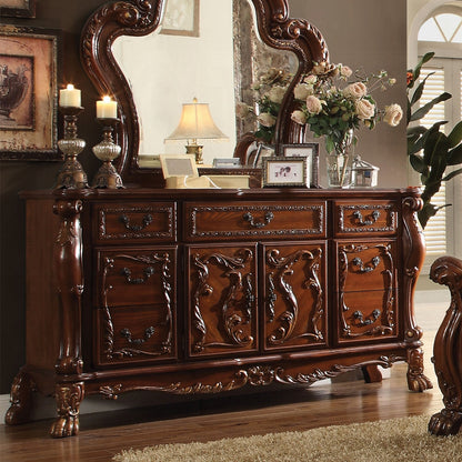 Dresden 6 Piece Luxury Solid Wood Bedroom Set Includes Bed, Dresser, Chest, 2 x Nightstand and Mirror, Boxspring Required