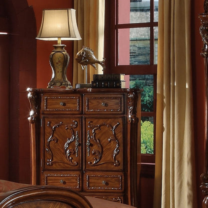 Dresden 6 Piece Luxury Solid Wood Bedroom Set Includes Bed, Dresser, Chest, 2 x Nightstand and Mirror, Boxspring Required