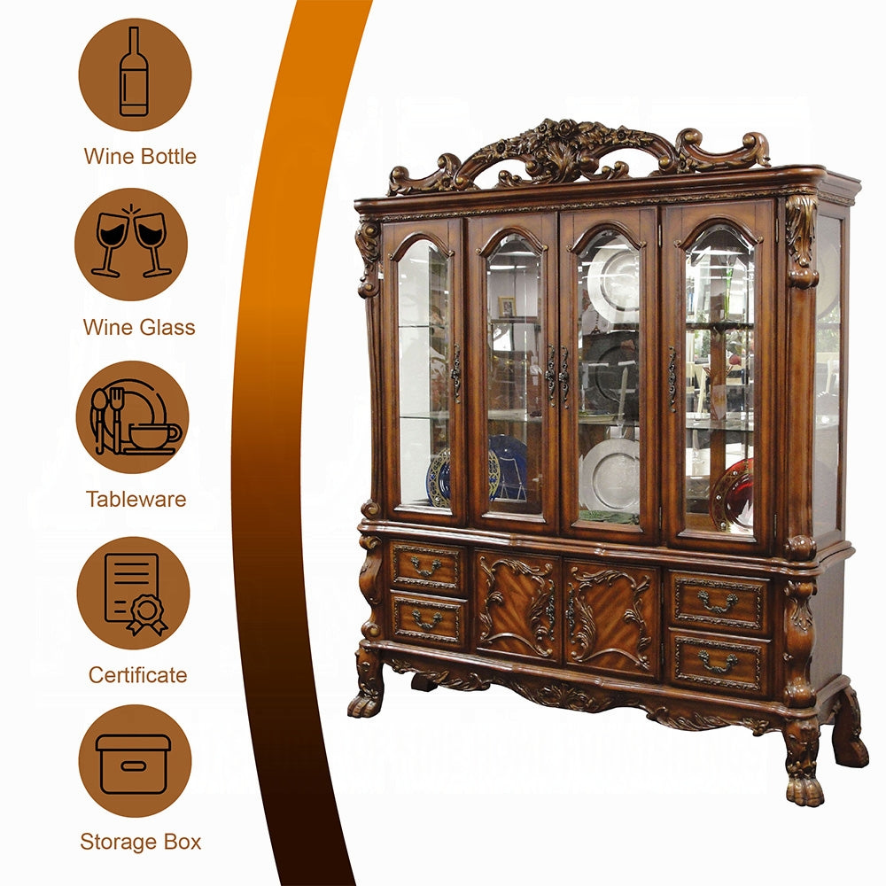 Dresden 10-Piece Luxurious Formal Dining Table Set Kitchen Furniture Set Include 1 Extendable Dining Table, 6 Side Chairs, 2 Arm Chairs and Buffet & Hutch