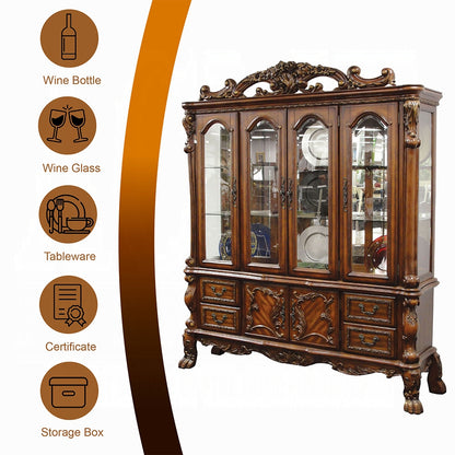 Dresden 10-Piece Luxurious Formal Dining Table Set Kitchen Furniture Set Include 1 Extendable Dining Table, 6 Side Chairs, 2 Arm Chairs and Buffet & Hutch
