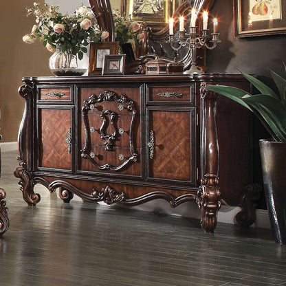 Versailles Collection 6-Piece Luxury Solid Wood Bedroom Set Includes Bed, Dresser, Chest, 2 x Nightstand and Mirror, Boxspring Required
