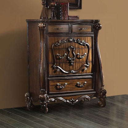 Versailles Collection 6-Piece Luxury Solid Wood Bedroom Set Includes Bed, Dresser, Chest, 2 x Nightstand and Mirror, Boxspring Required