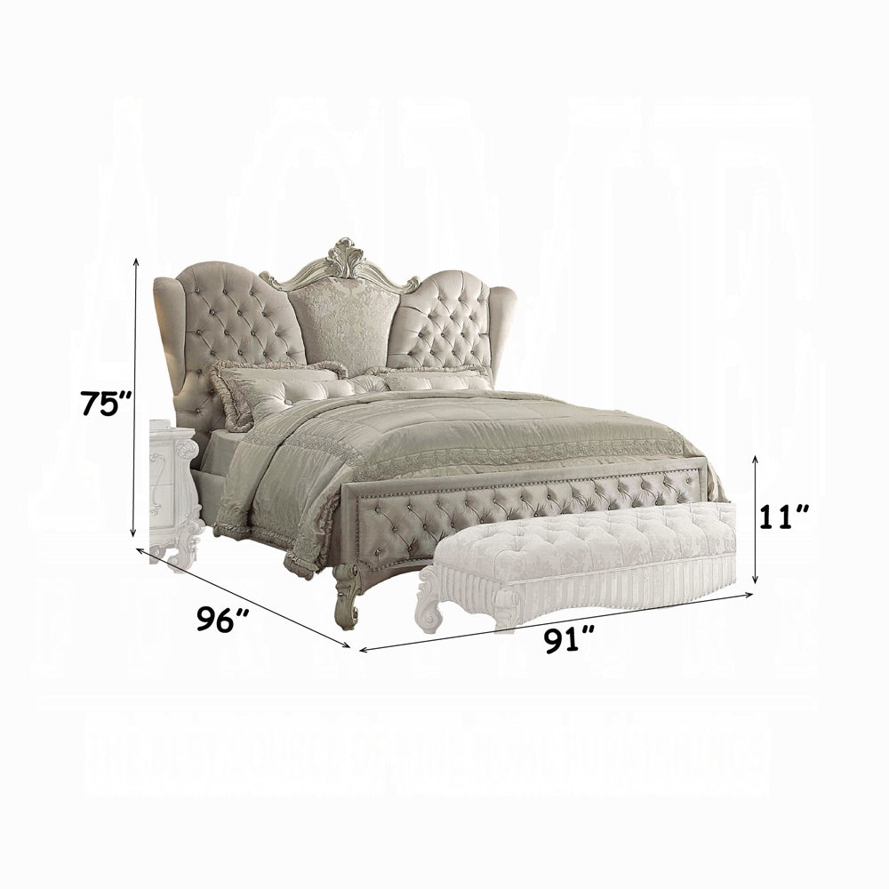 Versailles Bed in Ivory Fabric & Bone White
