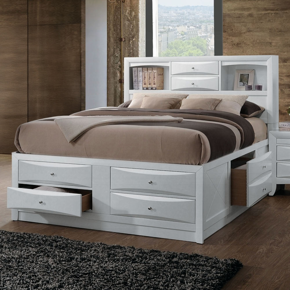 Ireland Collection 5-Piece Bedroom Set, Bed Frame, Chest, Dresser, Nightstand and Mirror
