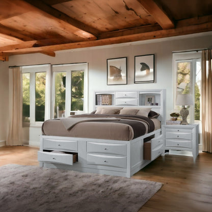 Ireland Solid Wood 5-Piece Bedroom Set Bed Frame, Dresser, Chest, Nightstand and Mirror, Box Spring Not Required