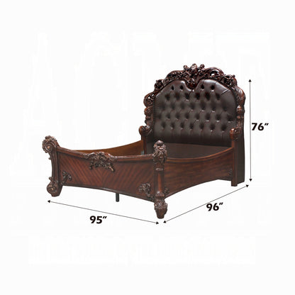 Vendome Bed in Leatherette & Cherry