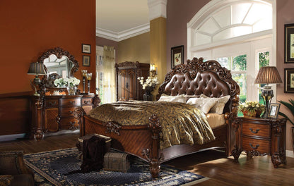 Vendome Bed in Leatherette & Cherry
