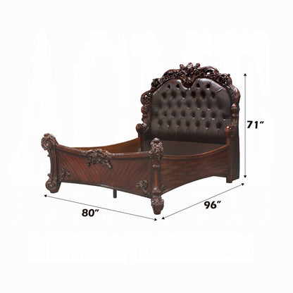Vendome Bed in Leatherette & Cherry