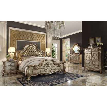 Dresden 6 Piece Luxury Solid Wood Bedroom Set Includes Bed, Dresser, Chest, 2 x Nightstand and Mirror, Boxspring Required