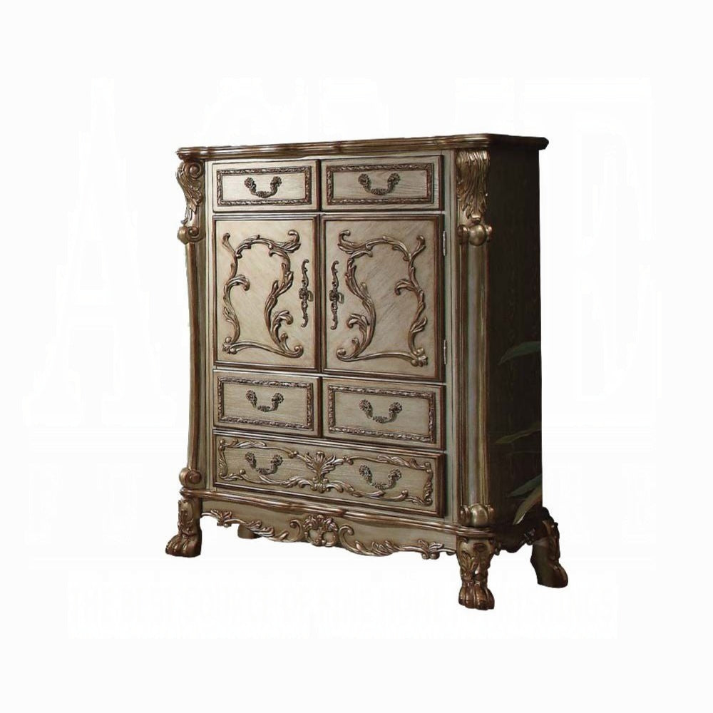 Dresden 6 Piece Luxury Solid Wood Bedroom Set Includes Bed, Dresser, Chest, 2 x Nightstand and Mirror, Boxspring Required