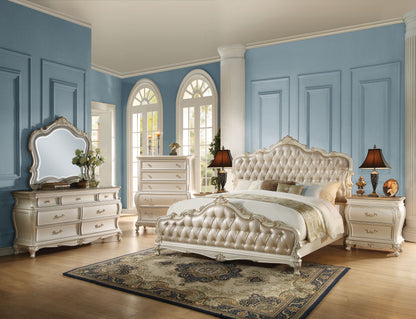 Chantelle 6 Piece Luxury Bedroom Set Includes Bed, Dresser, Chest, 2 x Nightstand and Mirror, Boxspring Required