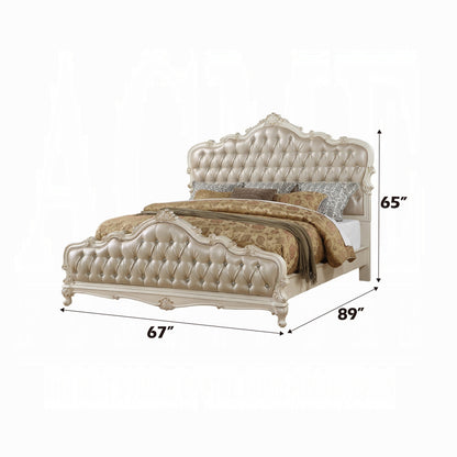 Chantelle Bed in Rose Gold Leatherette & Pearl White