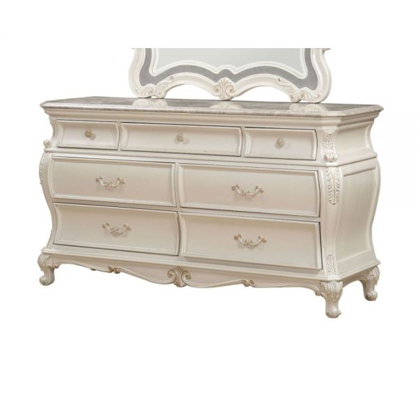 Chantelle 6 Piece Luxury Bedroom Set Includes Bed, Dresser, Chest, 2 x Nightstand and Mirror, Boxspring Required