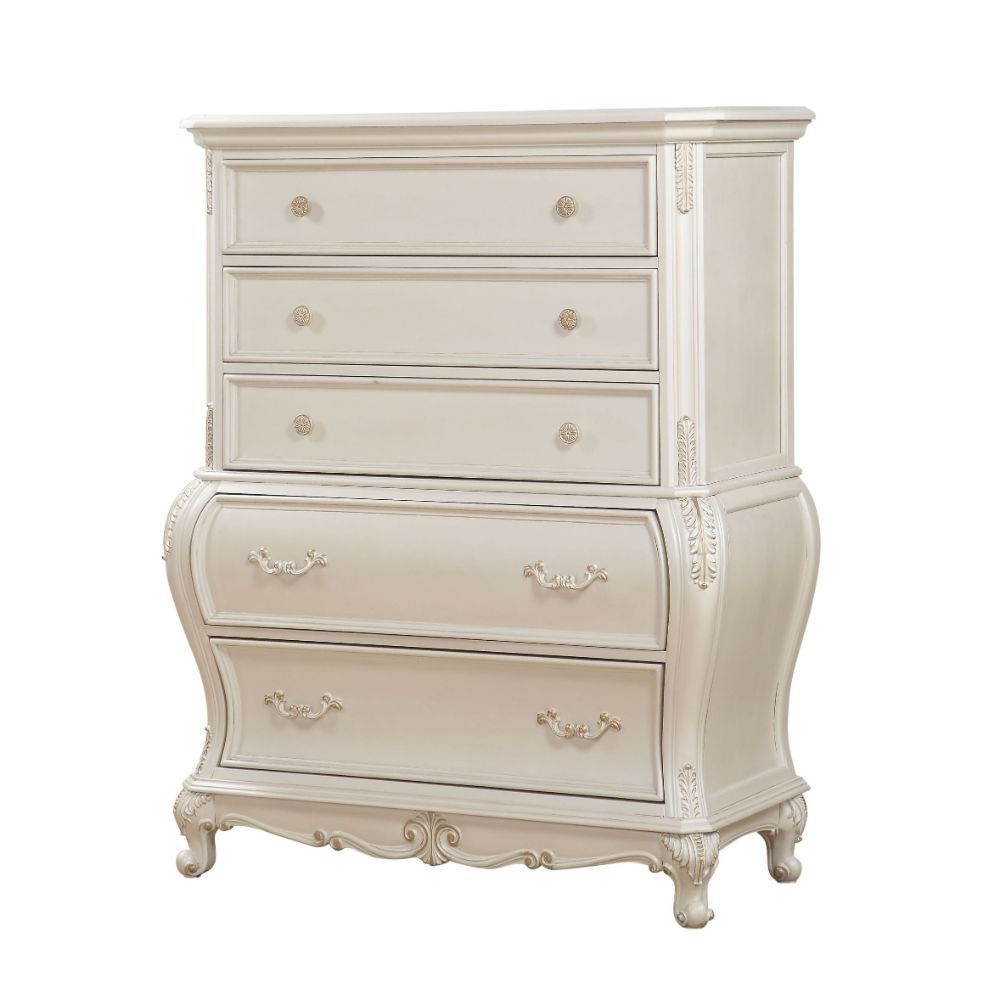 Chantelle 6 Piece Luxury Bedroom Set Includes Bed, Dresser, Chest, 2 x Nightstand and Mirror, Boxspring Required