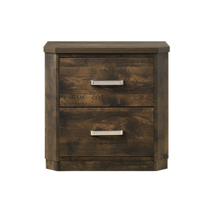 Elettra Transitional 5-Piece Bedroom Set Includes Panel Bed, Dresser, Chest, Nightstands and Mirror, Boxspring Required, Rustic Walnut