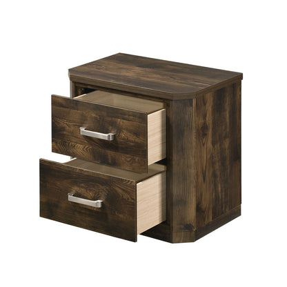 Elettra Transitional 5-Piece Bedroom Set Includes Panel Bed, Dresser, Chest, Nightstands and Mirror, Boxspring Required, Rustic Walnut