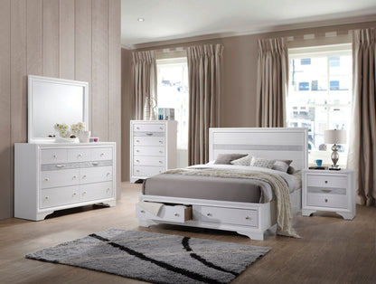 Naima Collection 5-Piece Wooden Bedroom Set Bed Frame, Dresser, Chest, Nightstand and Mirror, Box Spring Not Required