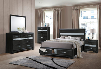 Naima Collection 5-Piece Wooden Bedroom Set Bed Frame, Dresser, Chest, Nightstand and Mirror, Box Spring Not Required