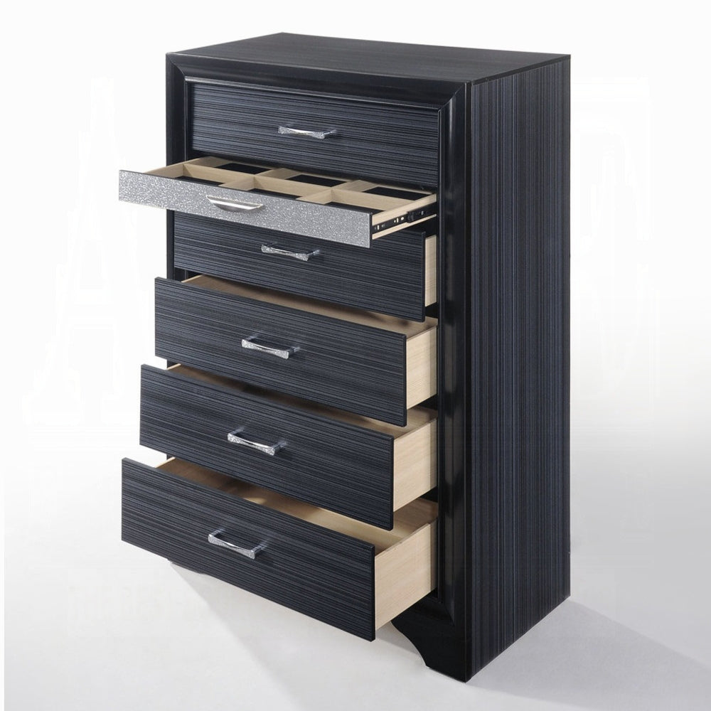 Naima Collection 5-Piece Wooden Bedroom Set Bed Frame, Dresser, Chest, Nightstand and Mirror, Box Spring Not Required