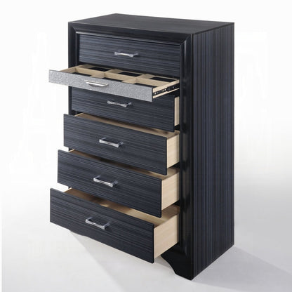 Naima Collection 5-Piece Wooden Bedroom Set Bed Frame, Dresser, Chest, Nightstand and Mirror, Box Spring Not Required