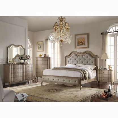 Chelmsford 6-Piece Contemporary Solid Wood Bedroom Set Includes Panel Bed, Assembled Dresser, Assembled Chest, 2xAssembled Nightstand and Mirror, Box Spring Required