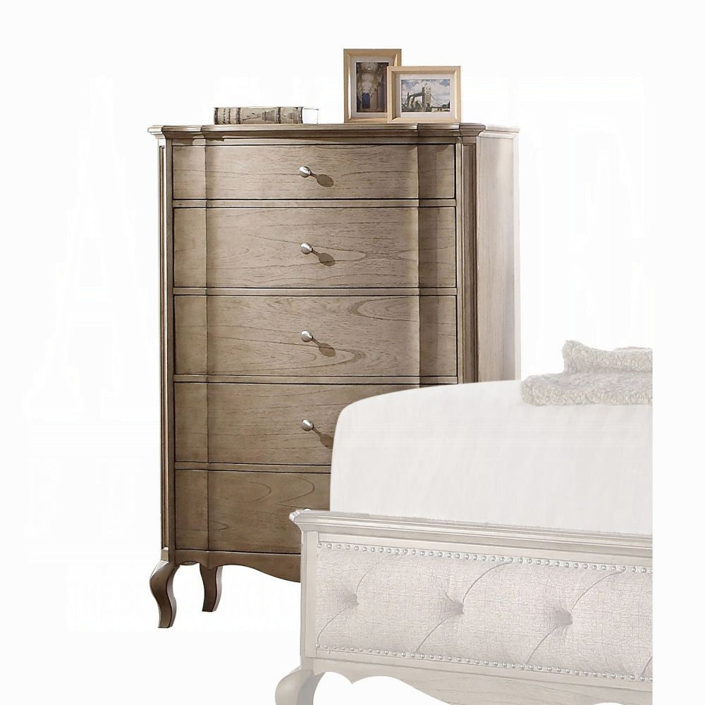 Chelmsford 6-Piece Contemporary Solid Wood Bedroom Set Includes Panel Bed, Assembled Dresser, Assembled Chest, 2xAssembled Nightstand and Mirror, Box Spring Required