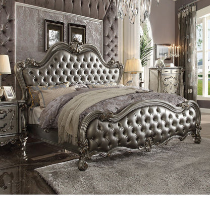 Versailles Collection 6-Piece Luxury Solid Wood Bedroom Set Includes Bed, Dresser, Chest, 2 x Nightstand and Mirror, Boxspring Required