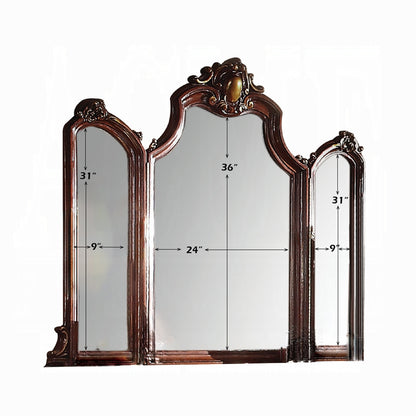 Picardy European Antique-Inspired 6-Piece Bedroom Set in Cherry Oak with Tufted Upholstered Bed and Ornate Traditional Details