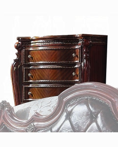 Picardy European Antique-Inspired 6-Piece Bedroom Set in Cherry Oak with Tufted Upholstered Bed and Ornate Traditional Details