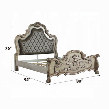 Dresden 6 Piece Luxury Solid Wood Bedroom Set Vintage Bone White, Boxspring Required