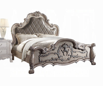 Dresden 6 Piece Luxury Solid Wood Bedroom Set Vintage Bone White, Boxspring Required