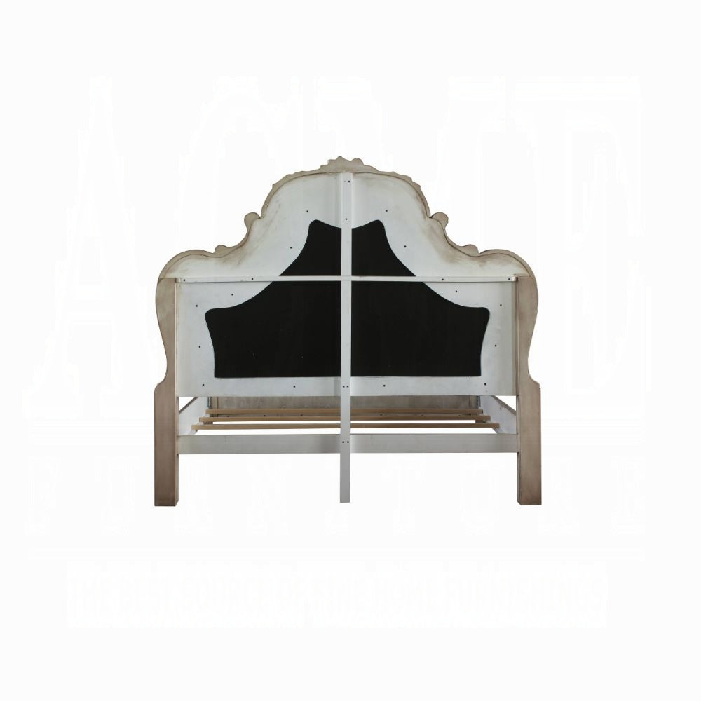 Dresden 6 Piece Luxury Solid Wood Bedroom Set Vintage Bone White, Boxspring Required