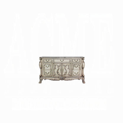 Dresden 6 Piece Luxury Solid Wood Bedroom Set Vintage Bone White, Boxspring Required