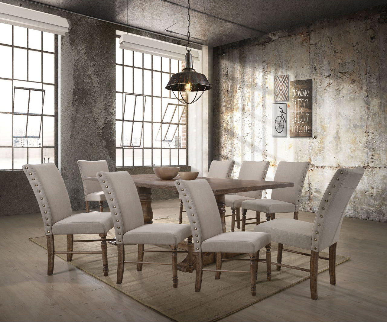 Leventis 9-ps Dining Table Set Includes 1 Dining Table and 8 Side Chairs, Set for 8-Person